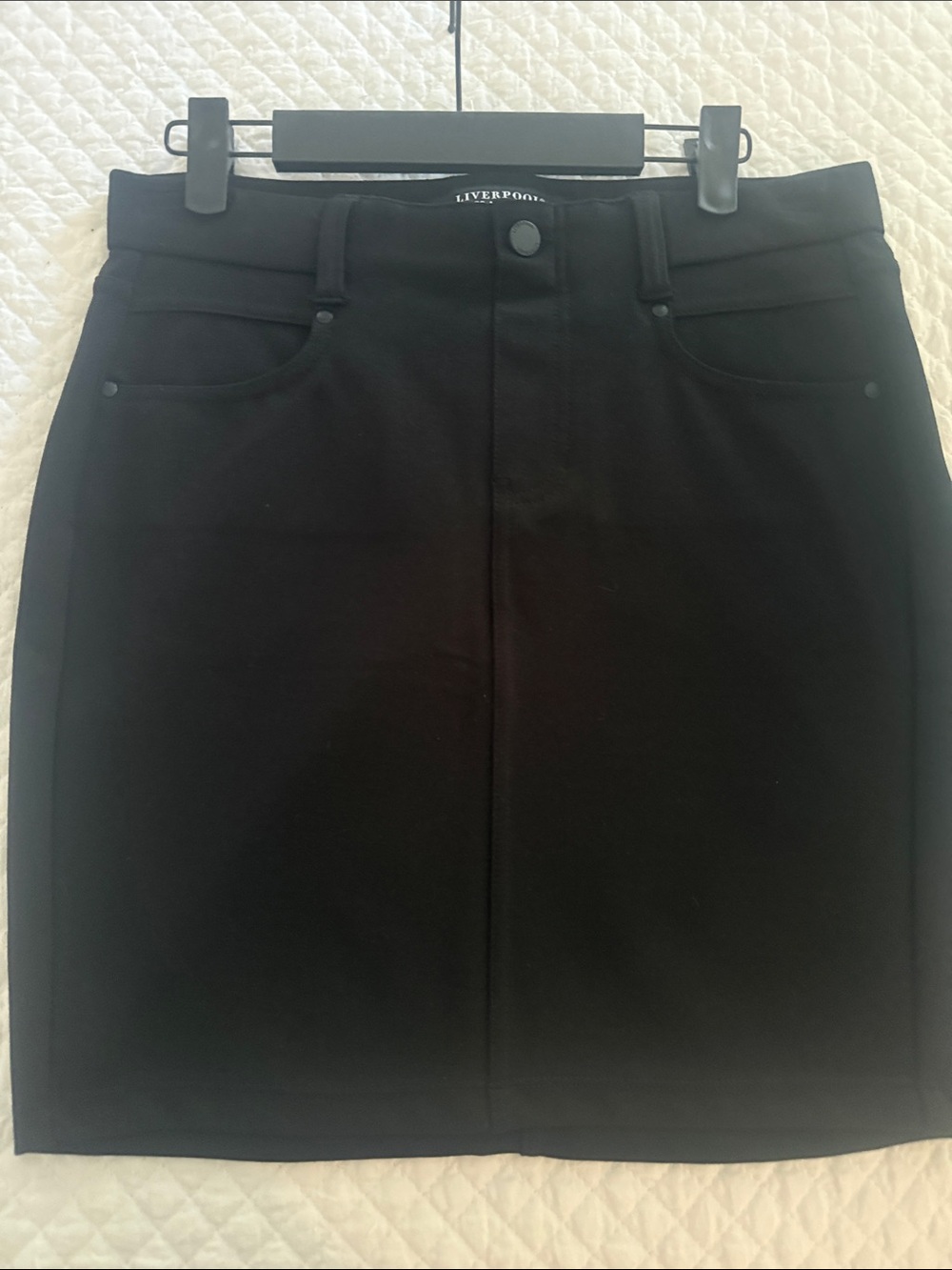 Liverpool Black Stretch Pencil Skirt with Front Seam